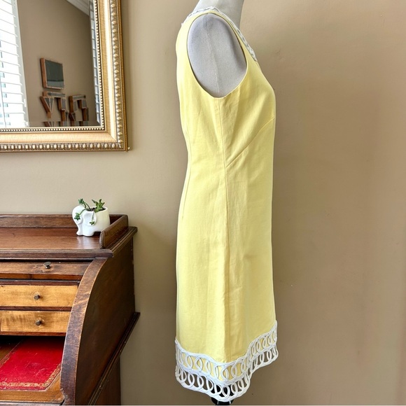 Lilly Pulitzer Butter Yellow Cotton Sleeveless Shift Dress White Lace Trim Sz 10 - Picture 7 of 10